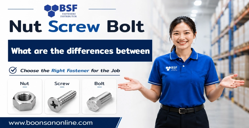 What are the differences between nuts, screws and bolts?